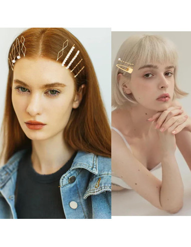 18 Pinzas de Pelo Doradas SHEHARUHI con Perlas - Accesorios Elegantes