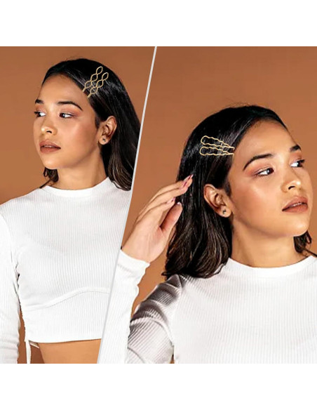 18 Pinzas de Pelo Doradas SHEHARUHI con Perlas - Accesorios Elegantes