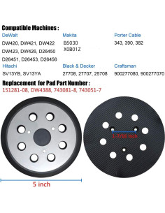 Pad de Respaldo de 5" para Lijadora Orbital DeWalt DW421, DW423 2