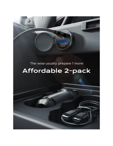 Cargador de Coche USB C LISEN 54W + 2 Cables 60W para iPhone 16