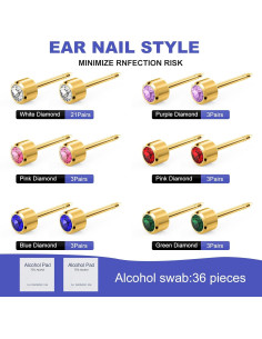 Kit de perforación de orejas Pro-Grade con 72 pendientes oro 2