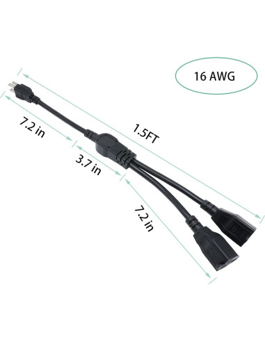 Cable Divisor de Potencia 1 a 2 Musunpara 1.5m 16AWG Negro