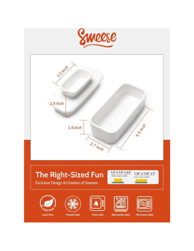 Plato de Mantequilla Sweese con Tapa - Porcelana 113g