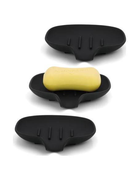 Paquete de 3 platos de jabón AIMAIAIMAI de silicona negro