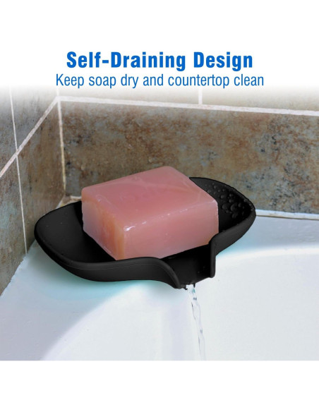 Paquete de 3 platos de jabón AIMAIAIMAI de silicona negro