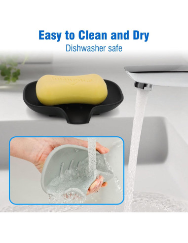 Paquete de 3 platos de jabón AIMAIAIMAI de silicona negro