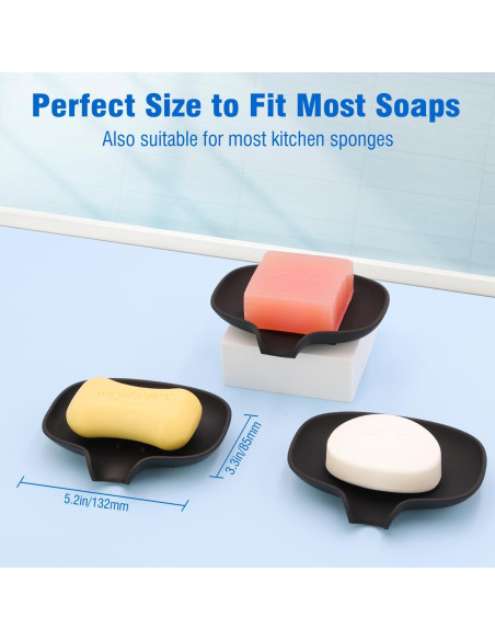 Paquete de 3 platos de jabón AIMAIAIMAI de silicona negro