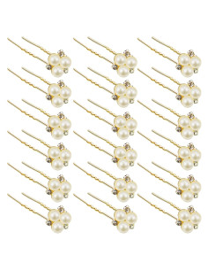18 Horquillas de Perlas Doradas WILLBOND para Novia y Damas