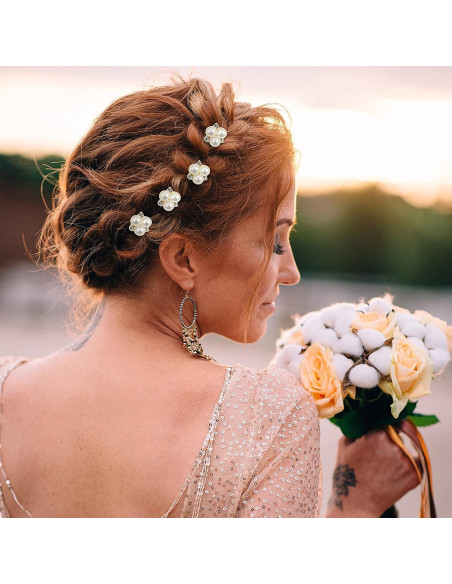 18 Horquillas de Perlas Doradas WILLBOND para Novia y Damas