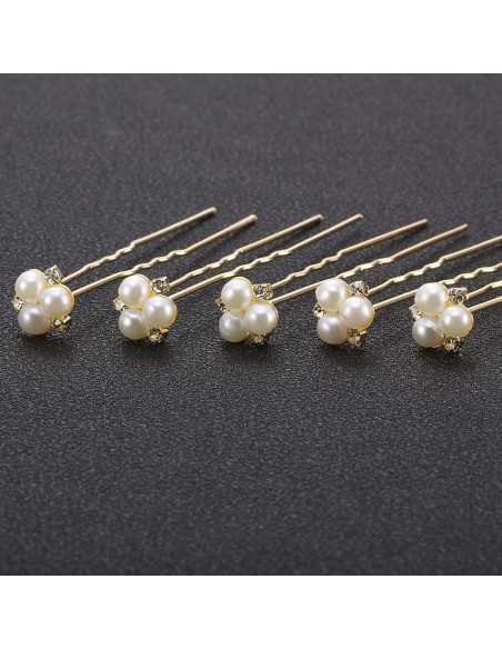 18 Horquillas de Perlas Doradas WILLBOND para Novia y Damas