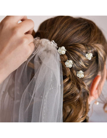 18 Horquillas de Perlas Doradas WILLBOND para Novia y Damas