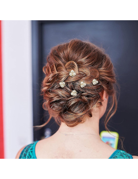 18 Horquillas de Perlas Doradas WILLBOND para Novia y Damas