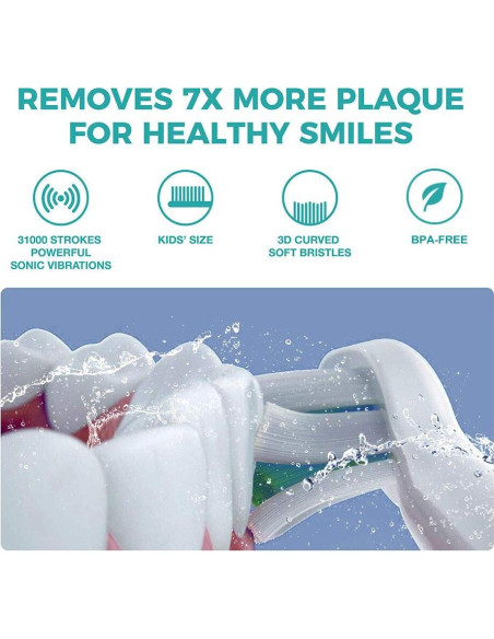 Cepillo de dientes eléctrico Vekkia Sonic para niños, 3 modos, IPX7