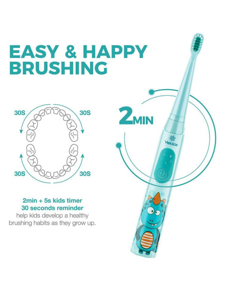 Cepillo de dientes eléctrico Vekkia Sonic para niños, 3 modos, IPX7