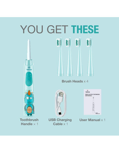 Cepillo de dientes eléctrico Vekkia Sonic para niños, 3 modos, IPX7