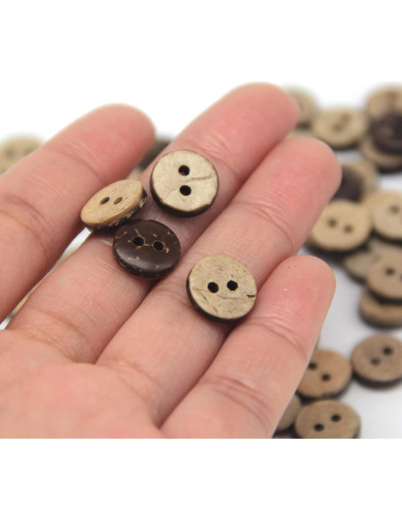 100 Botones de Coco Natural 10mm USOSOU Ecológicos para Manualidades