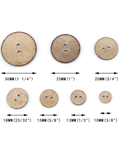 100 Botones de Coco Natural 10mm USOSOU Ecológicos para Manualidades