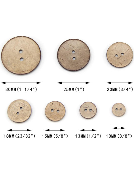 100 Botones de Coco Natural 10mm USOSOU Ecológicos para Manualidades