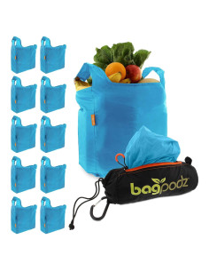 Bolsas de Compras Reutilizables BagPodz Nylon RipStop 10 Unidades Azul