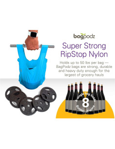 Bolsas de Compras Reutilizables BagPodz Nylon RipStop 10 Unidades Azul 2