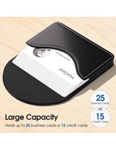 Estuche para Tarjetas de Negocios MaxGear de Cuero Sintético Negro