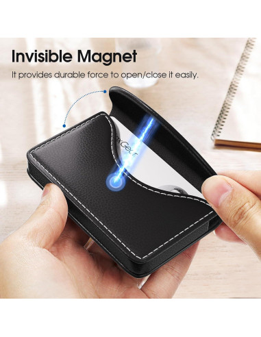Estuche para Tarjetas de Negocios MaxGear de Cuero Sintético Negro
