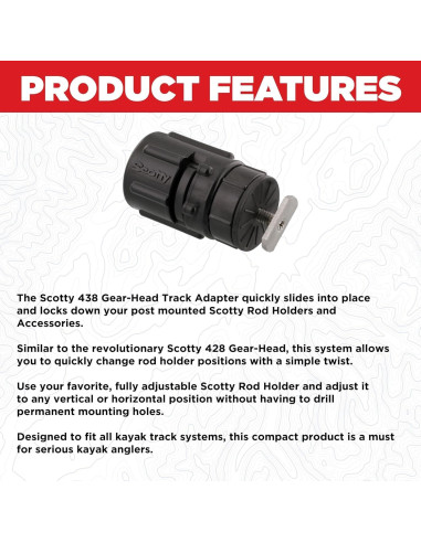 Adaptador de Pista Scotty 0438 para Kayak Negro