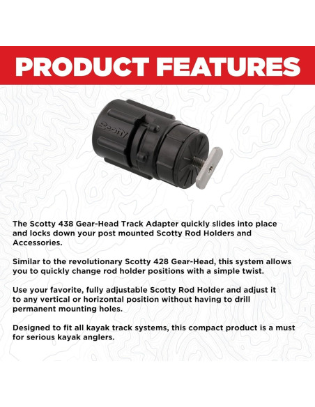 Adaptador de Pista Scotty 0438 para Kayak Negro