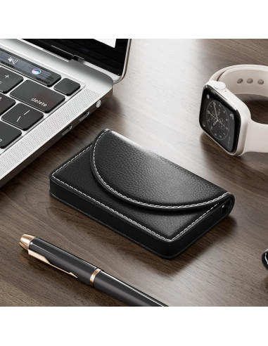 Estuche para Tarjetas de Negocios MaxGear de Cuero Sintético Negro