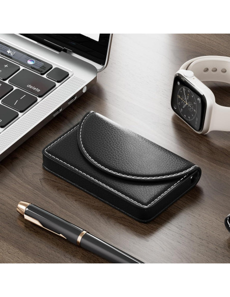Estuche para Tarjetas de Negocios MaxGear de Cuero Sintético Negro