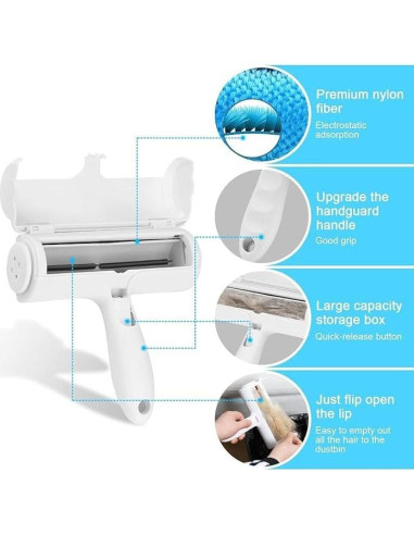 Removedor de Pelo de Mascota Genérico Azul - Rodillo Reutilizable