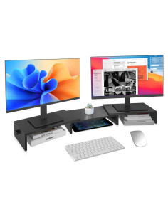 Soporte Elevador Doble para Monitores Pholiten 3 Niveles Ajustable