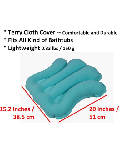 Almohada Inflable de Baño ObboMed HB-1200N con Ventosas - Azul Tiffany