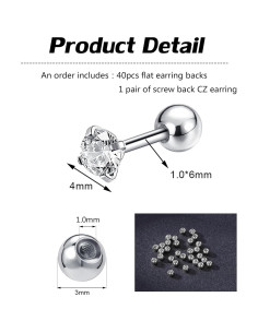 Soportes de Pendientes de Acero Inoxidable AOEDEJ 20 Pares 1.0mm 2