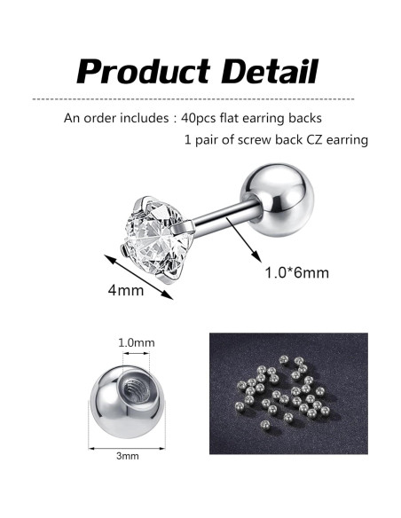 Soportes de Pendientes de Acero Inoxidable AOEDEJ 20 Pares 1.0mm
