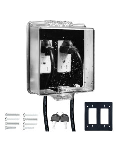 Cubierta de Enchufe Eléctrico Impermeable PILISPARK 2-Gang con Llave