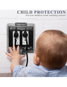 Cubierta de Enchufe Eléctrico Impermeable PILISPARK 2-Gang con Llave 2
