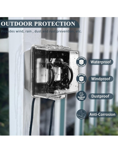 Cubierta de Enchufe Eléctrico Impermeable PILISPARK 2-Gang con Llave