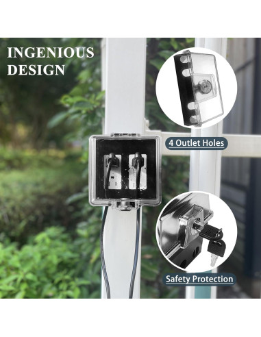 Cubierta de Enchufe Eléctrico Impermeable PILISPARK 2-Gang con Llave