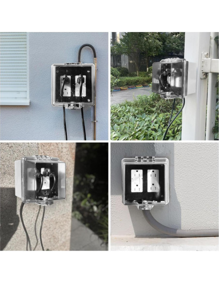 Cubierta de Enchufe Eléctrico Impermeable PILISPARK 2-Gang con Llave