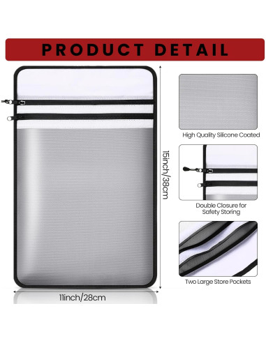 2 Bolsas de Documentos a Prueba de Fuego e Impermeables 38x28cm