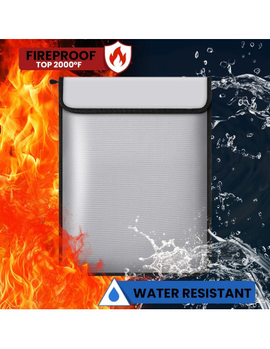 2 Bolsas de Documentos a Prueba de Fuego e Impermeables 38x28cm