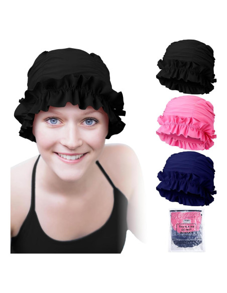 Gorros de Natación Soulchen para Mujeres Adultas - 3 Piezas