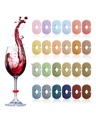 Marcadores de Vino de Silicona Boao - 24 Colores para Copas
