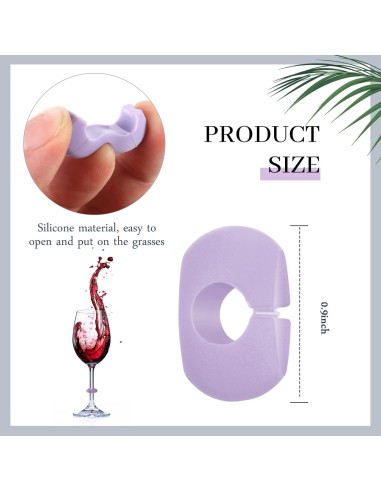 Marcadores de Vino de Silicona Boao - 24 Colores para Copas
