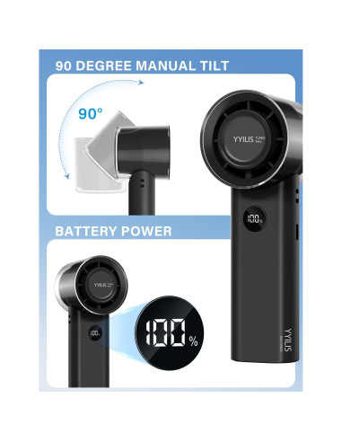 Ventilador Portátil YYILIS Y1 5 Velocidades Plegable Negro