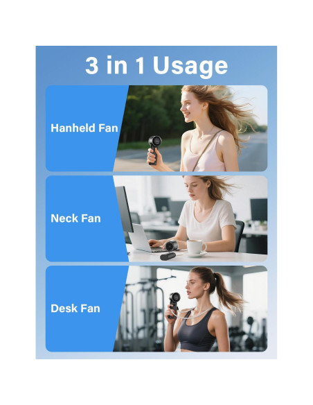 Ventilador Portátil YYILIS Y1 5 Velocidades Plegable Negro