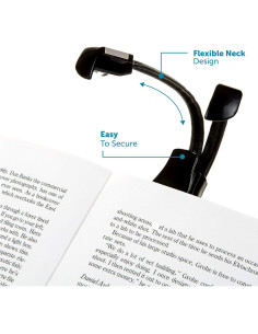 Luz de Lectura Clip On LED Doble Cabeza WITHit Negra 2