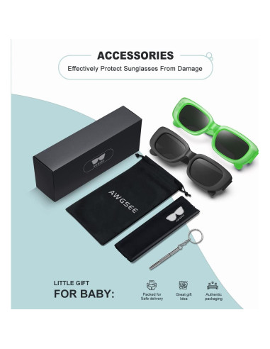 Gafas de sol retro UV para niños AWGSEE, paquete de 2
