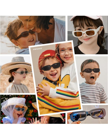 Gafas de sol retro UV para niños AWGSEE, paquete de 2